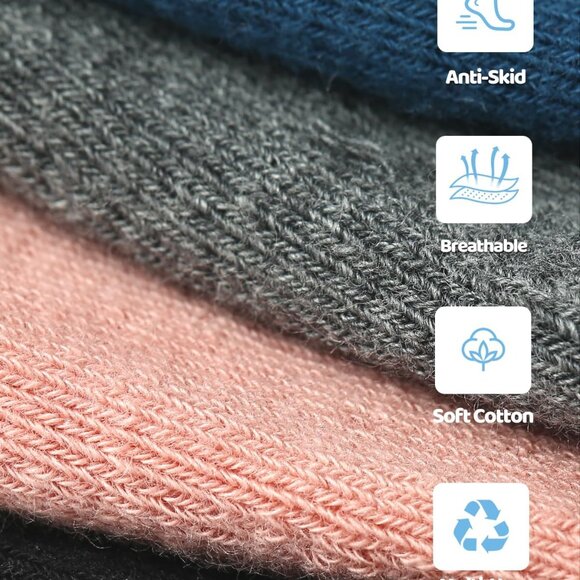 Pilates Grip Socks for Women Non Slip Skid Yoga Socks with Grips Straps for Ball - Picture 4 of 8